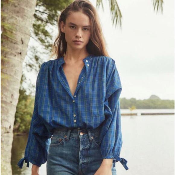 NWT DOEN O'Keeffe Top in Park Lane Plaid XS - Picture 1 of 13